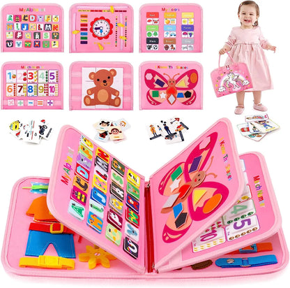Tablero ocupado, juguetes Montessori, actividades educativas de aprendizaje preescolar, tablero sensorial, juguetes de habilidades motoras finas, viaje, libro ocupado para niños
