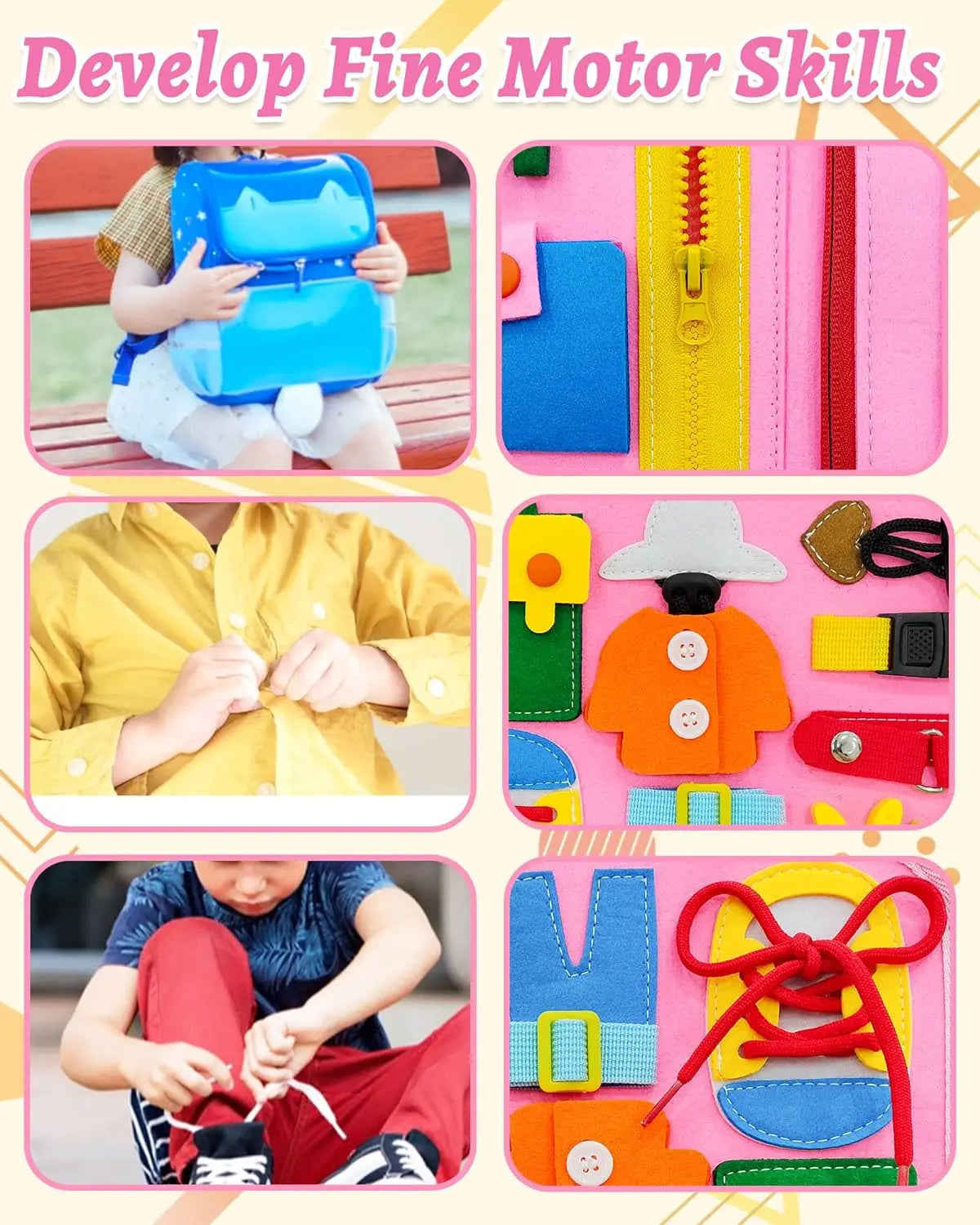 Tablero ocupado, juguetes Montessori, actividades educativas de aprendizaje preescolar, tablero sensorial, juguetes de habilidades motoras finas, viaje, libro ocupado para niños