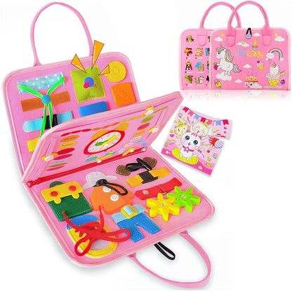 Tablero ocupado, juguetes Montessori, actividades educativas de aprendizaje preescolar, tablero sensorial, juguetes de habilidades motoras finas, viaje, libro ocupado para niños