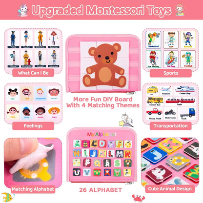 Tablero ocupado, juguetes Montessori, actividades educativas de aprendizaje preescolar, tablero sensorial, juguetes de habilidades motoras finas, viaje, libro ocupado para niños