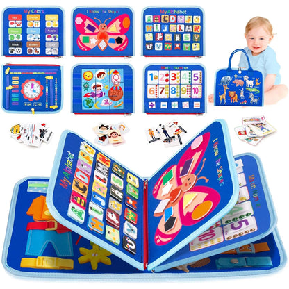 Tablero ocupado, juguetes Montessori, actividades educativas de aprendizaje preescolar, tablero sensorial, juguetes de habilidades motoras finas, viaje, libro ocupado para niños