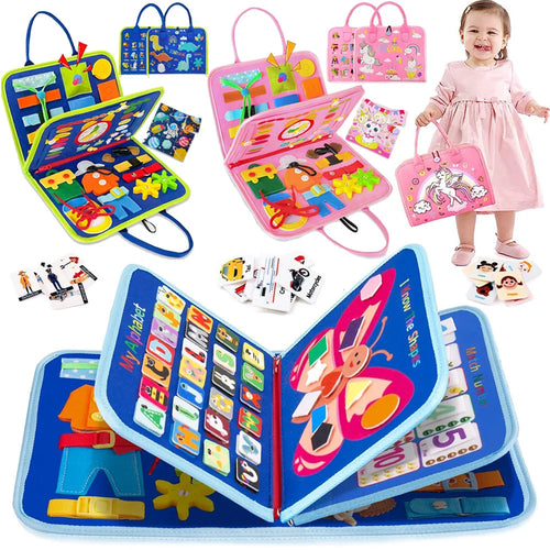 Tablero ocupado, juguetes Montessori, actividades educativas de aprendizaje preescolar, tablero sensorial, juguetes de habilidades motoras finas, viaje, libro ocupado para niños